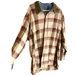 Vintage roper plaid corduroy collar long sleeve button up shirt size 3XLT